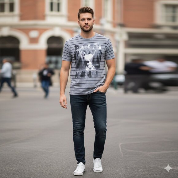 Snoopy Party Animal Grey and Black Shirt - Picture 1 of 1